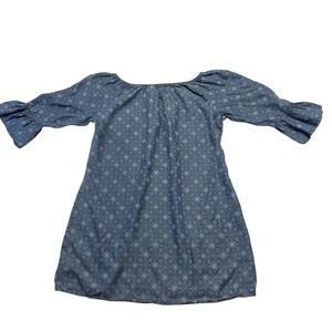 Blue Lyocell Off Shoulder Mini Dress Medium Bell Sleeves Boho Festival Beach‎